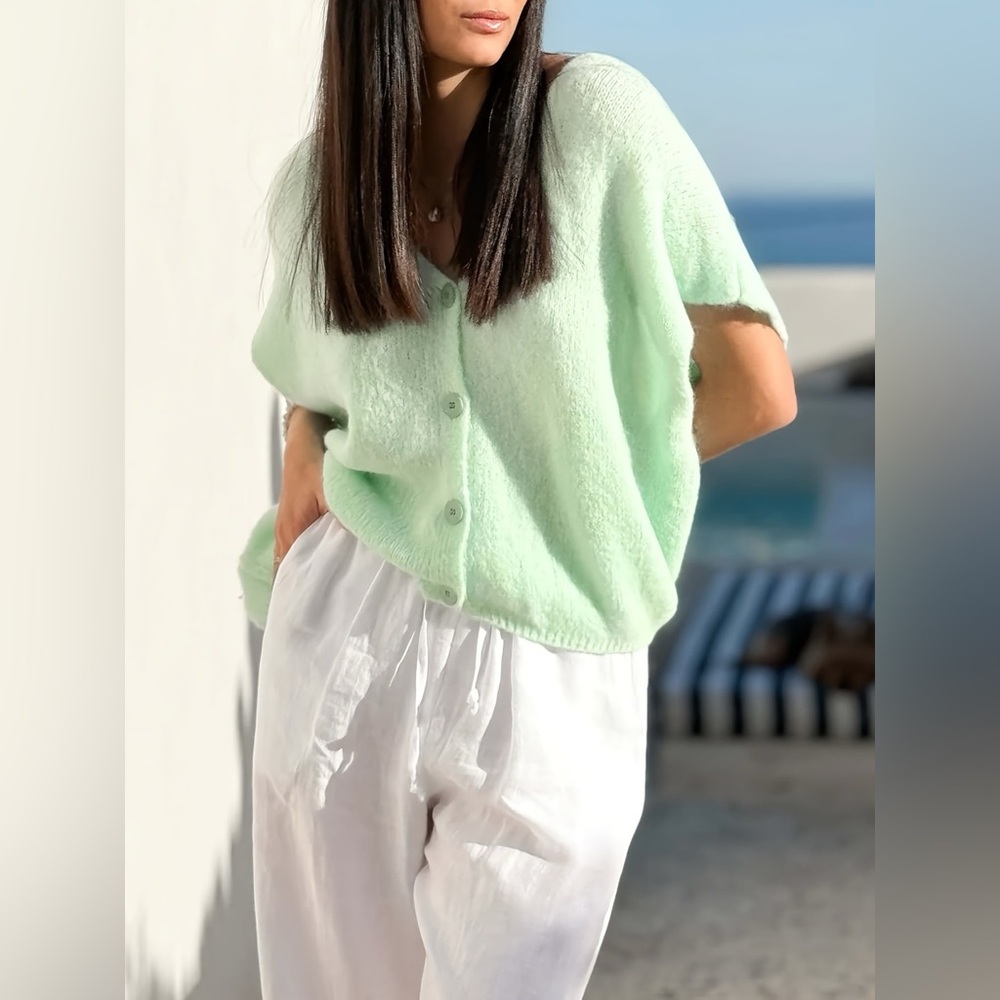 Button Up Short Sleeve Cardigan